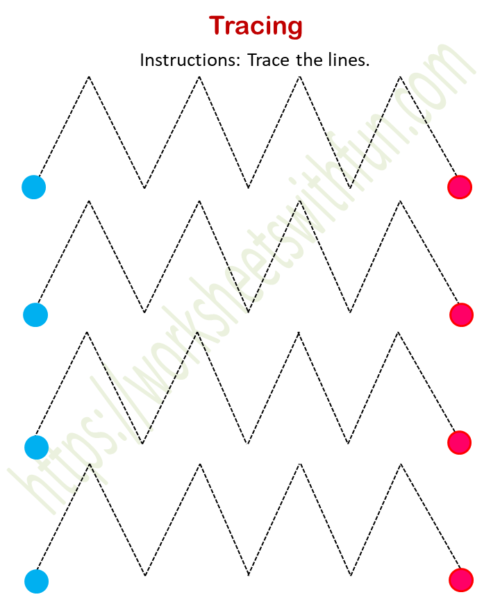 Course: Mathematics - Preschool, Topic: Tracing Worksheets